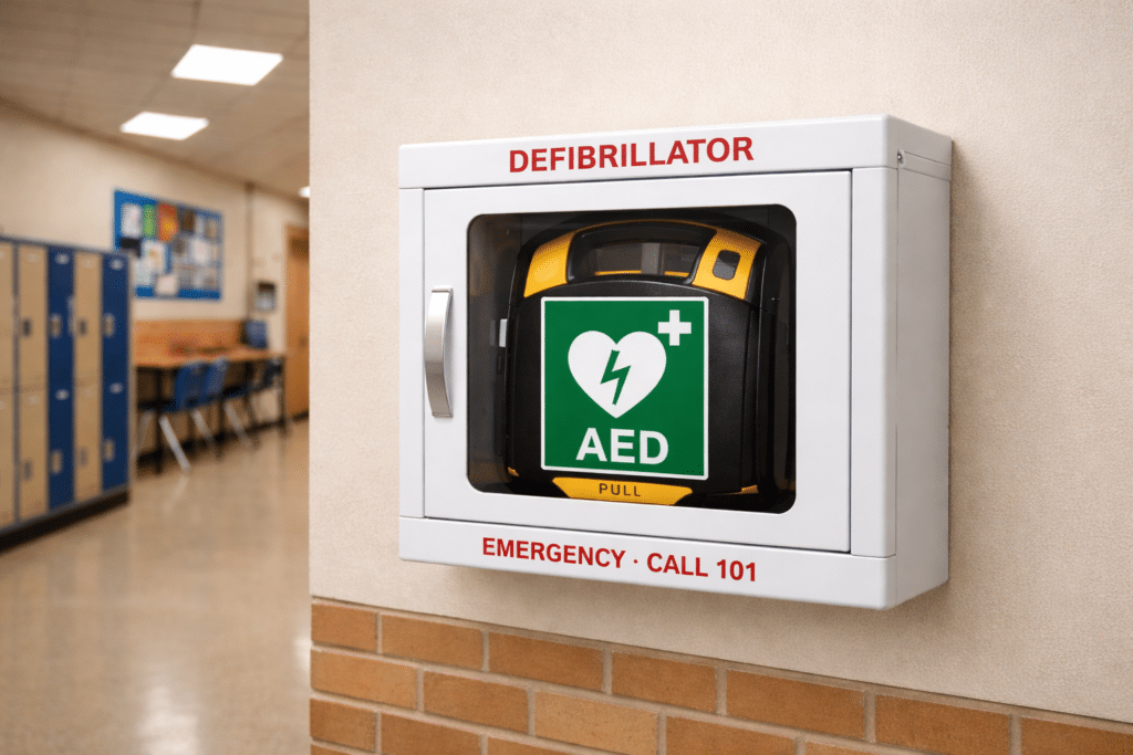 דפיברילטור בבית ספר